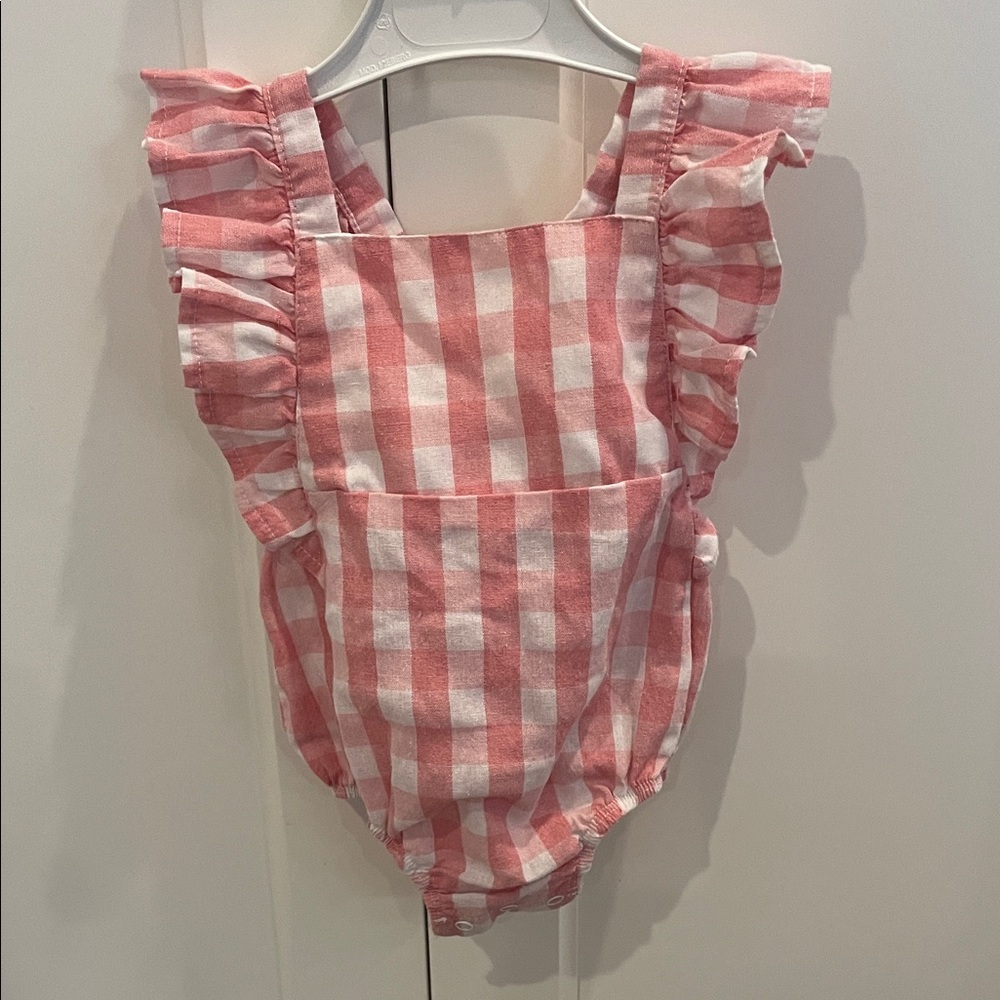 Mud Pie Pink and White Gingham One Piece